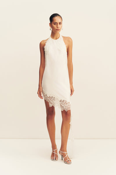 Eniko Lace Open Back Mini Dress | Ivory | Dresses | Shona Joy