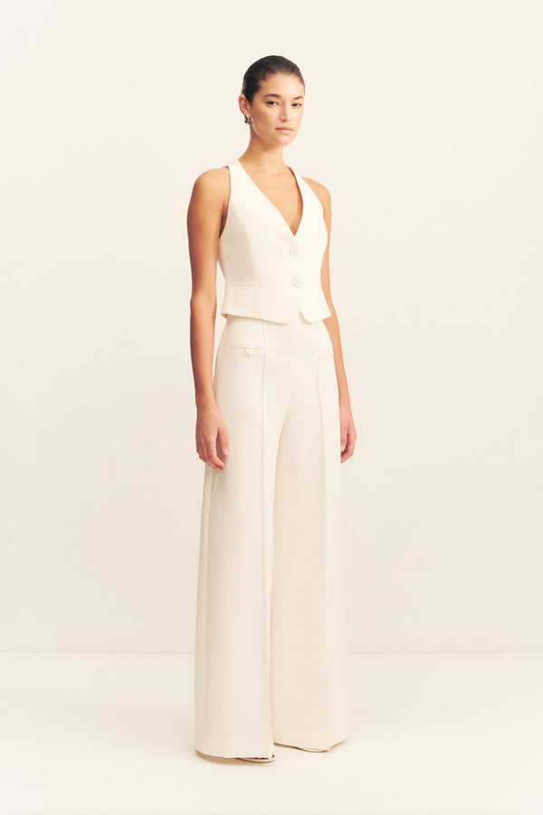 AMURA HIGH WAISTED WIDE LEG PANT - CREAM_F