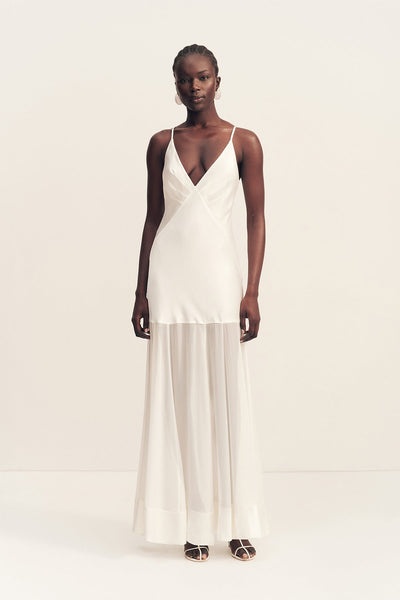 chinese dress ladies Moraya Plunged Maxi Dress | Ivory | Dresses