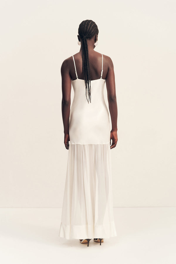 MORAYA PLUNGED MAXI DRESS - IVORY