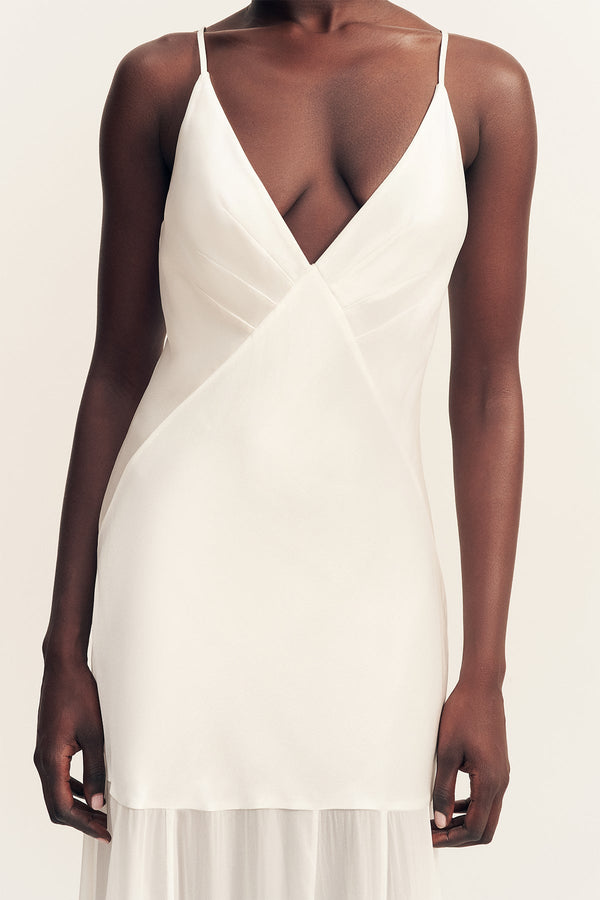 MORAYA PLUNGED MAXI DRESS - IVORY