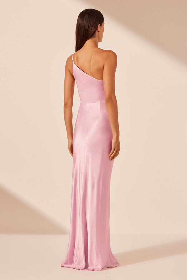 LA LUNE ASYMMETRICAL GATHERED MAXI DRESS - PEONY_B