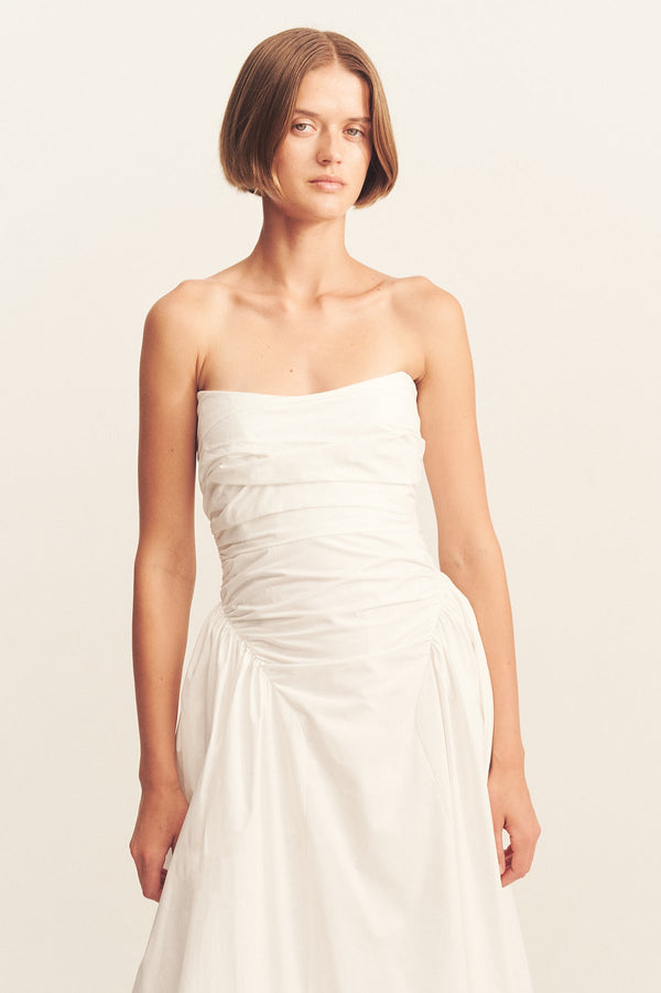 MORTON STRAPLESS PANELLED MAXI DRESS - WHITE