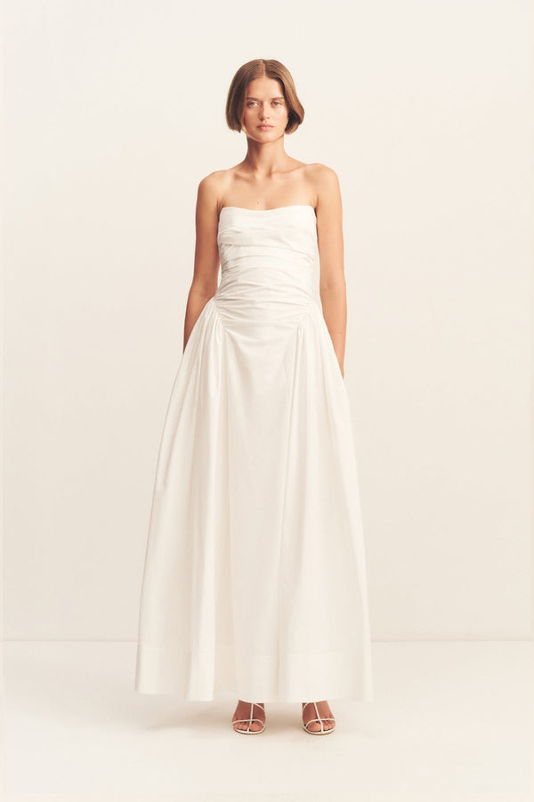MORTON STRAPLESS PANELLED MAXI DRESS - WHITE_F