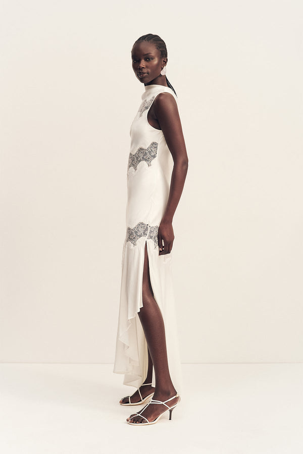 SIMONA ASYMMETRICAL PANELLED MAXI DRESS - IVORY