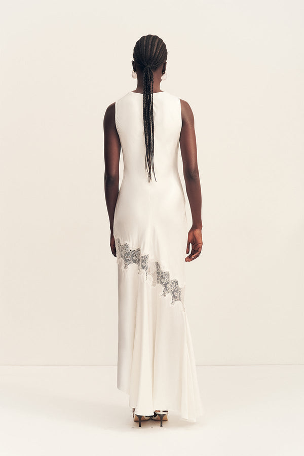 SIMONA ASYMMETRICAL PANELLED MAXI DRESS - IVORY