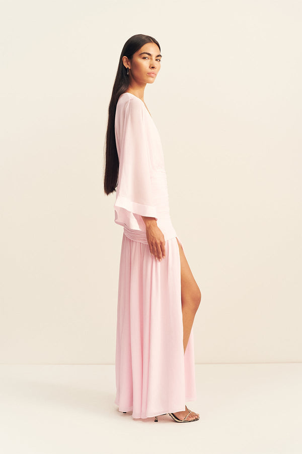 flare sleeve maxi dress Goddiva Flared Sleeve Embroidered Maxi Dress