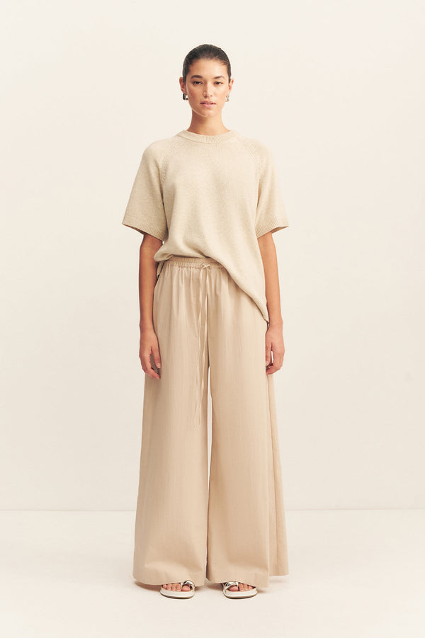 CAMPBELL WIDE LEG PANT - OAT MILK_F