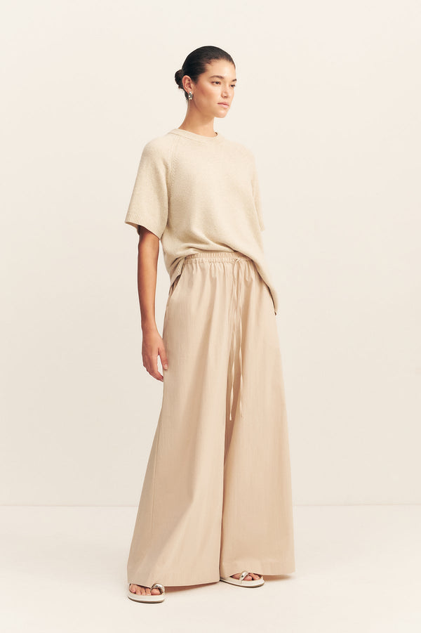 CAMPBELL WIDE LEG PANT - OAT MILK