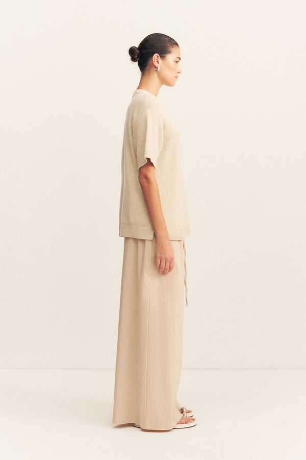 CAMPBELL WIDE LEG PANT - OAT MILK