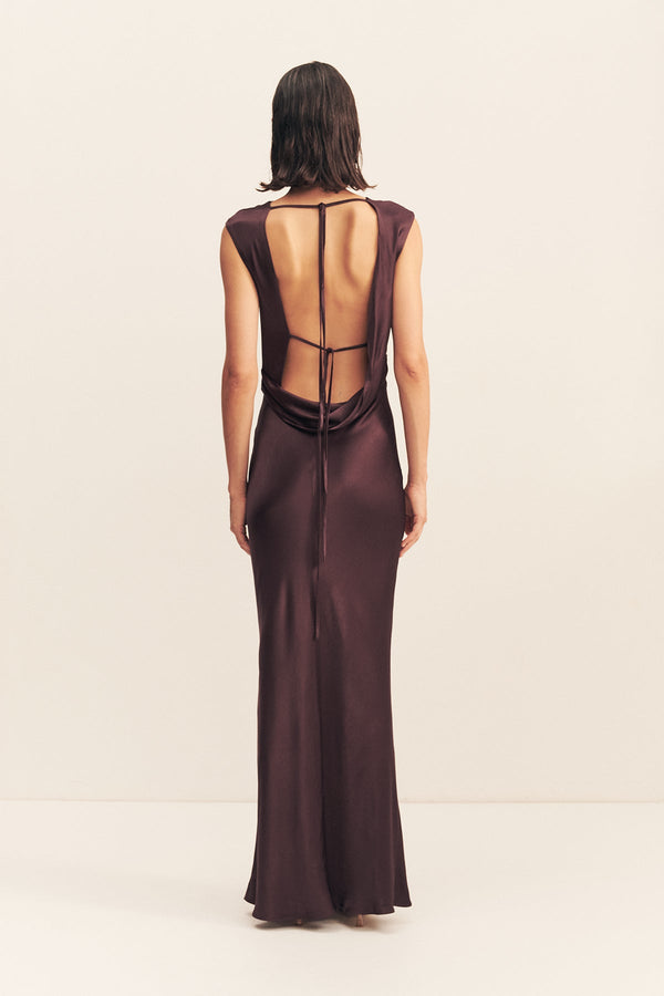 LA LUNE COWL BACK MAXI DRESS - ESPRESSO
