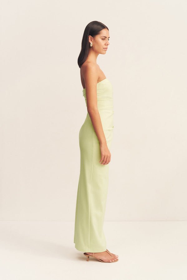 LANI STRAPLESS DRAPED MAXI DRESS - PISTACHIO_S