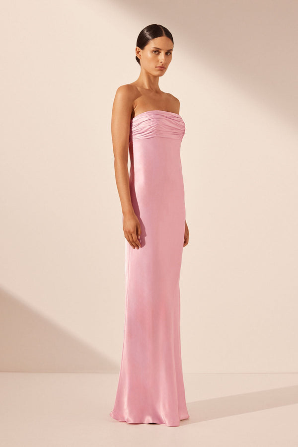 shona joy weyes strapless linen blend midi dress Isola Strapless Midi Dress