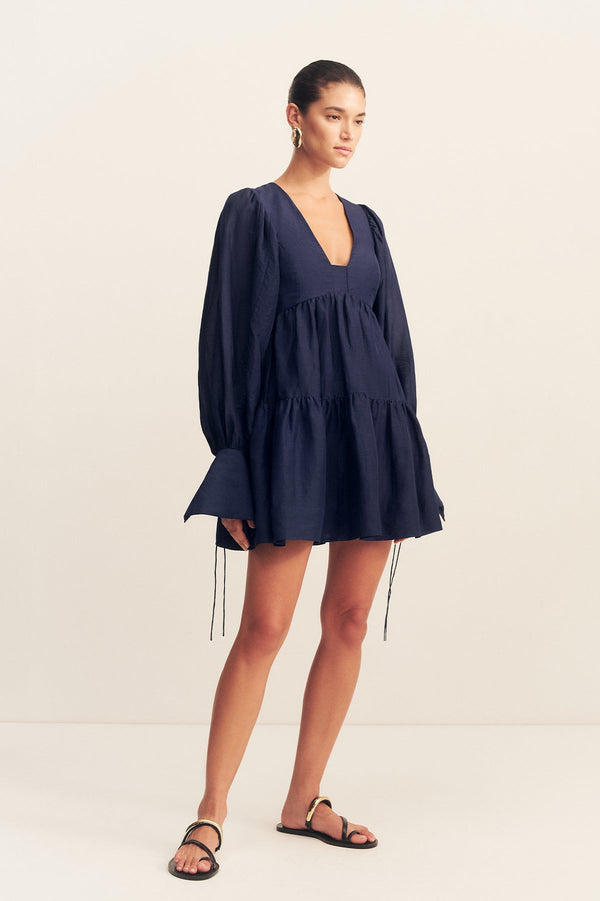 CELESTE LONG SLEEVE MINI DRESS - MIDNIGHT
