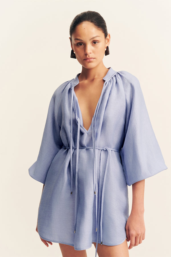 Marlowe Linen Blend Mini Dress | Chambray | Dresses
