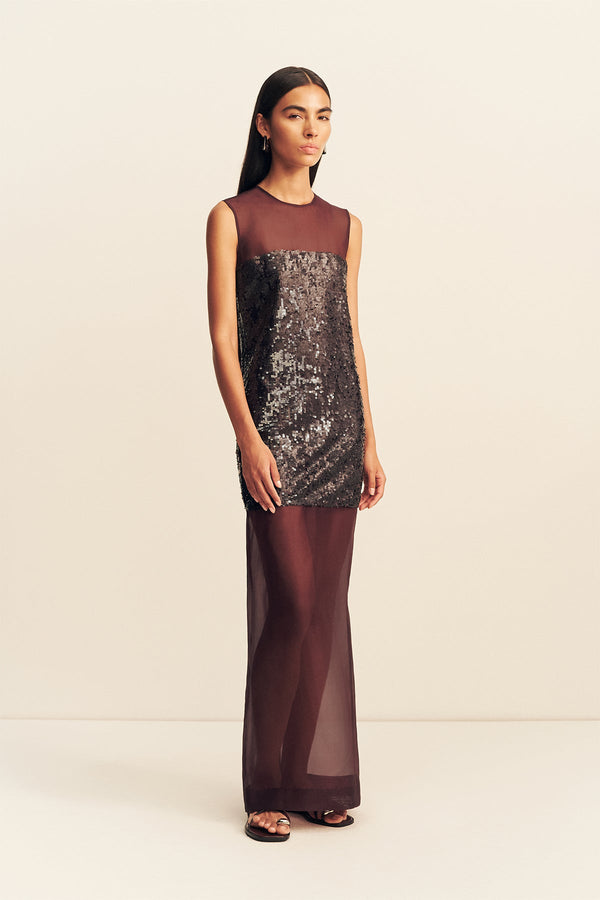 AMERIE SILK SEQUIN MAXI DRESS - PORT ROYALE