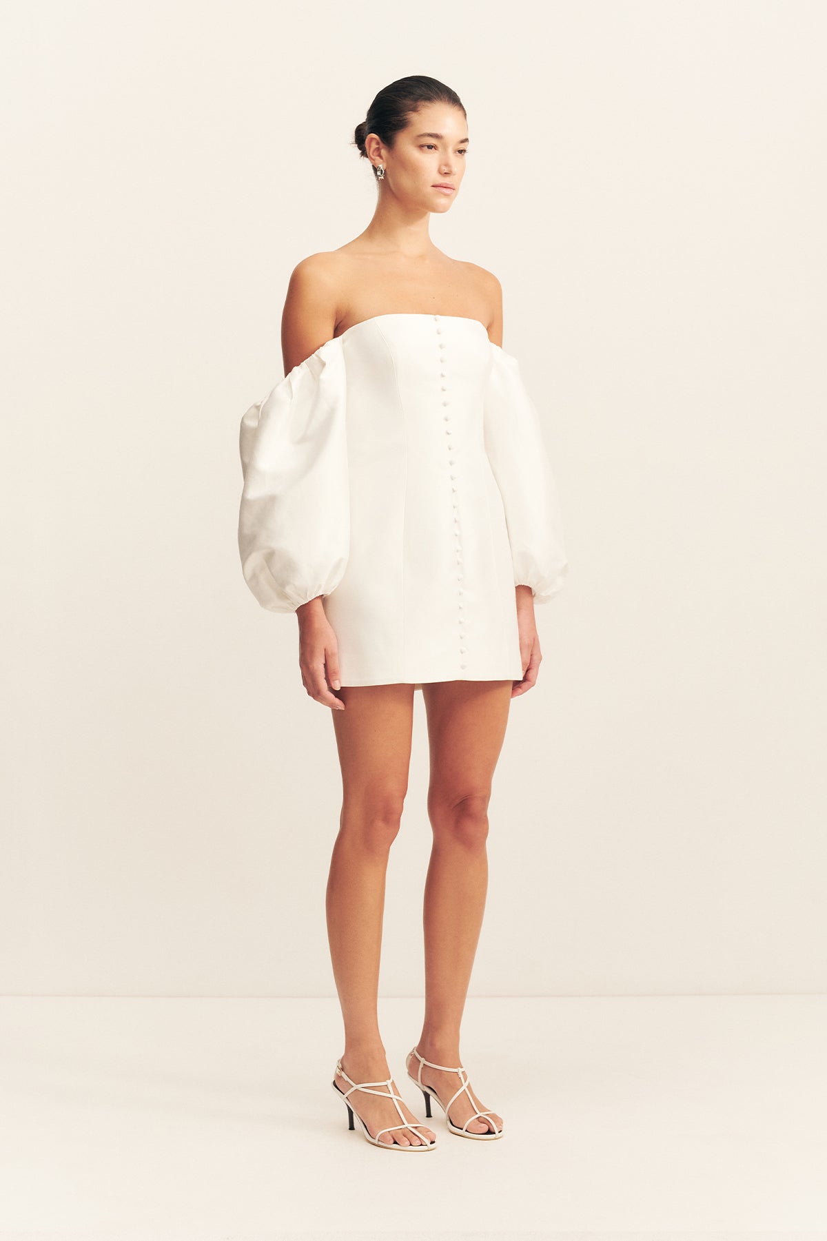 asos white mini dress Design Embellished Organza Asymmetric One Sleeve In shoulder style with an asymmetric neck and wrap design Long Sleeve Asos White Wrap