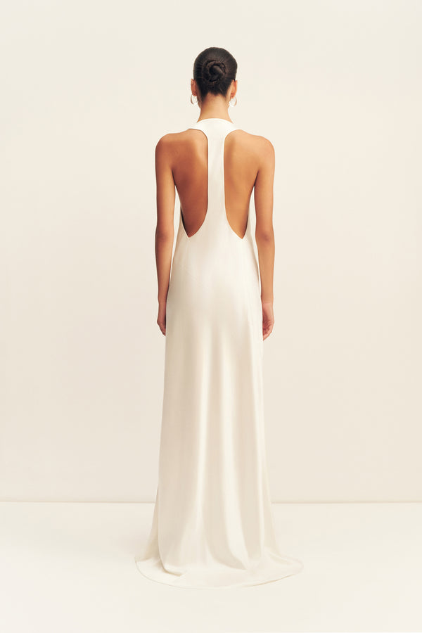 SAVANNA RACER BACK GOWN - IVORY_F