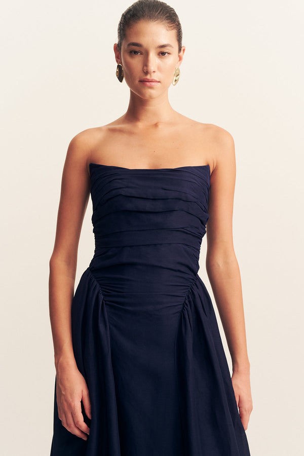 CELESTE STRAPLESS PANELLED MAXI DRESS - MIDNIGHT