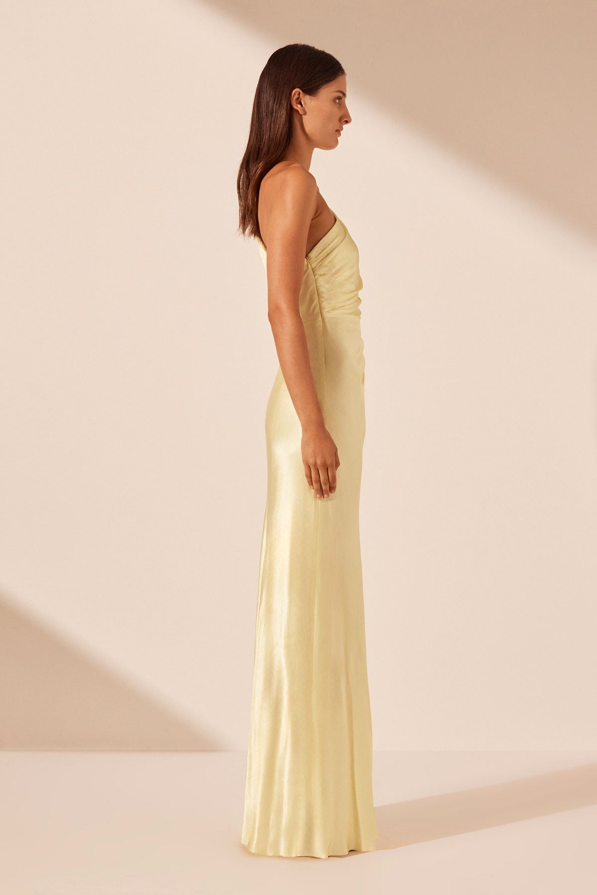 La Lune Asymmetrical Gathered Maxi Dress, Antique Rose