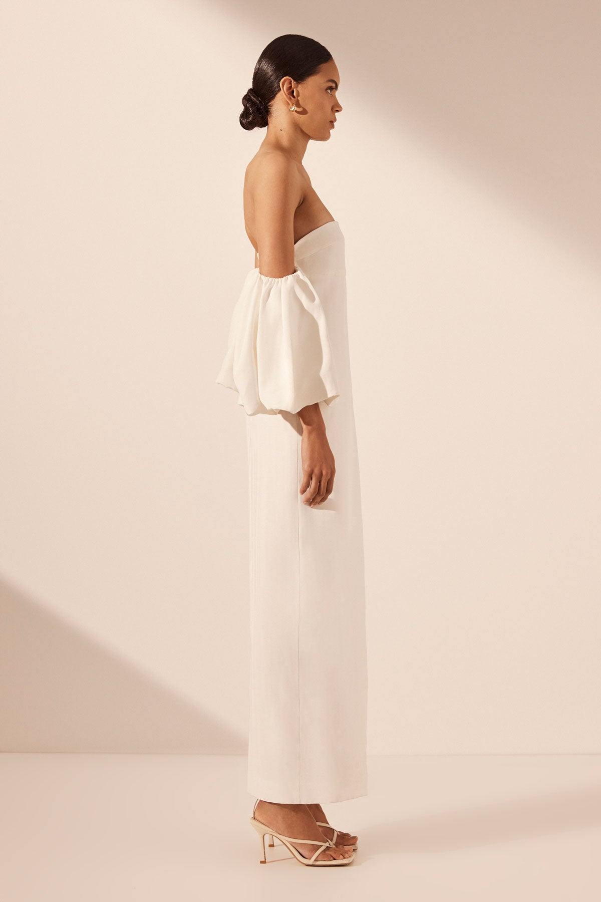 La Lune Otto Puff Sleeve Column Maxi Dress | Ivory | Dresses | Shona Joy –  Shona Joy International