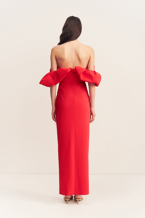 Shona Joy - Campbell Off Shoulder Bubble Maxi Dress - Goji - Bridesmaids Dress Shona Joy - Campbell Off Shoulder Bubble Maxi Dress - Goji - Bridesmaids Dress