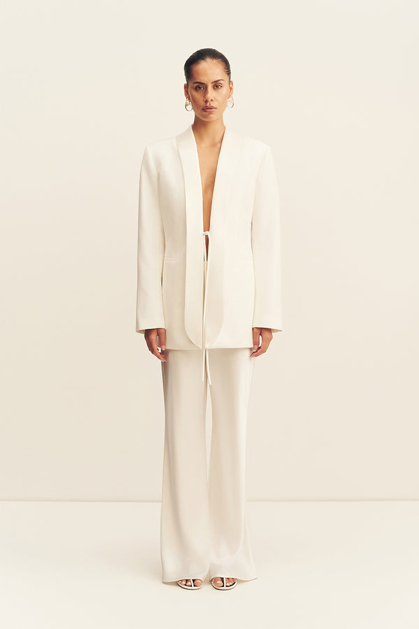 SOLANA TUXEDO TIE BLAZER - IVORY