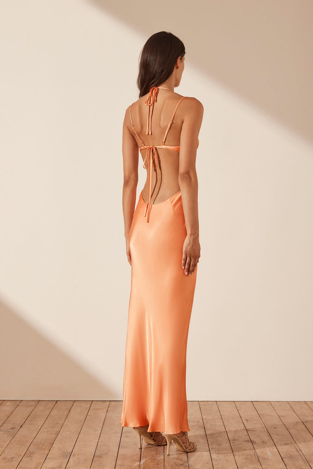 ARIENZO CUT OUT OPEN BACK MAXI DRESS - GRAPEFRUIT