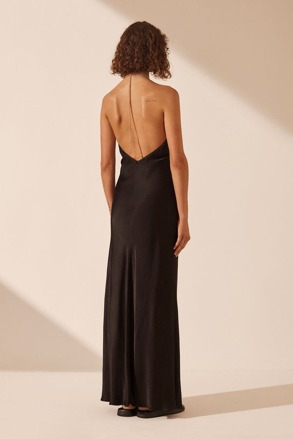 Lydie Cut Out Open Back Maxi Dress | Black | Dresses | Shona Joy