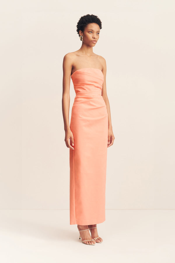 LANI STRAPLESS DRAPED MAXI DRESS - PEACH_A