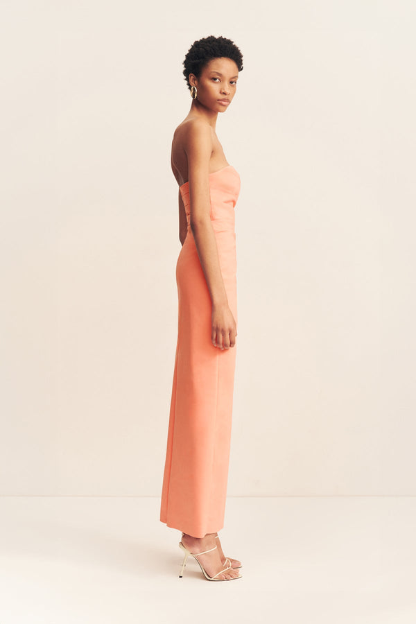 LANI STRAPLESS DRAPED MAXI DRESS - PEACH_S