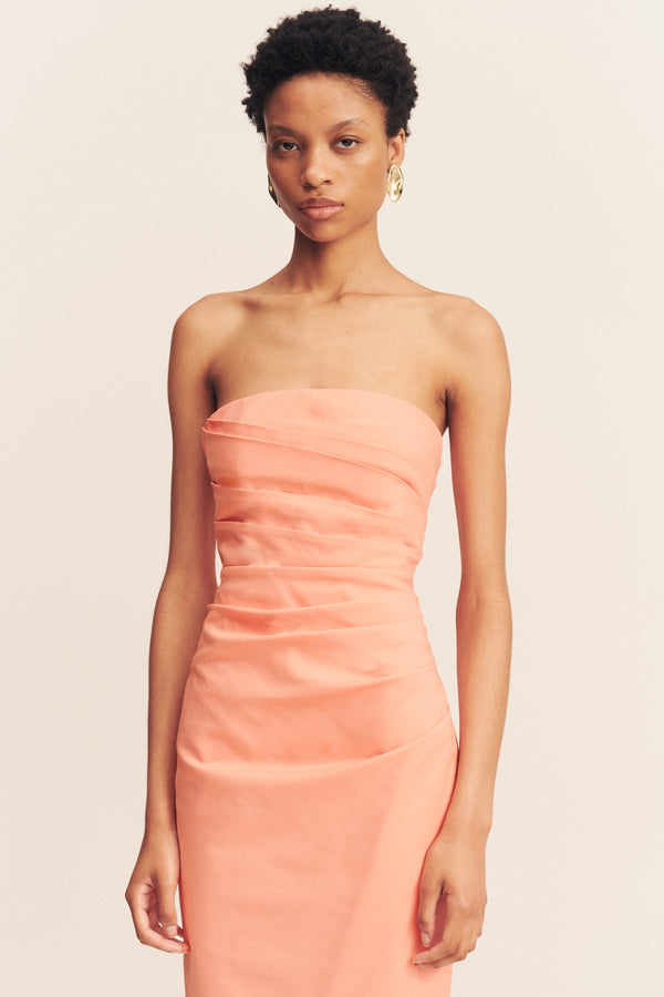 LANI STRAPLESS DRAPED MAXI DRESS - PEACH_D