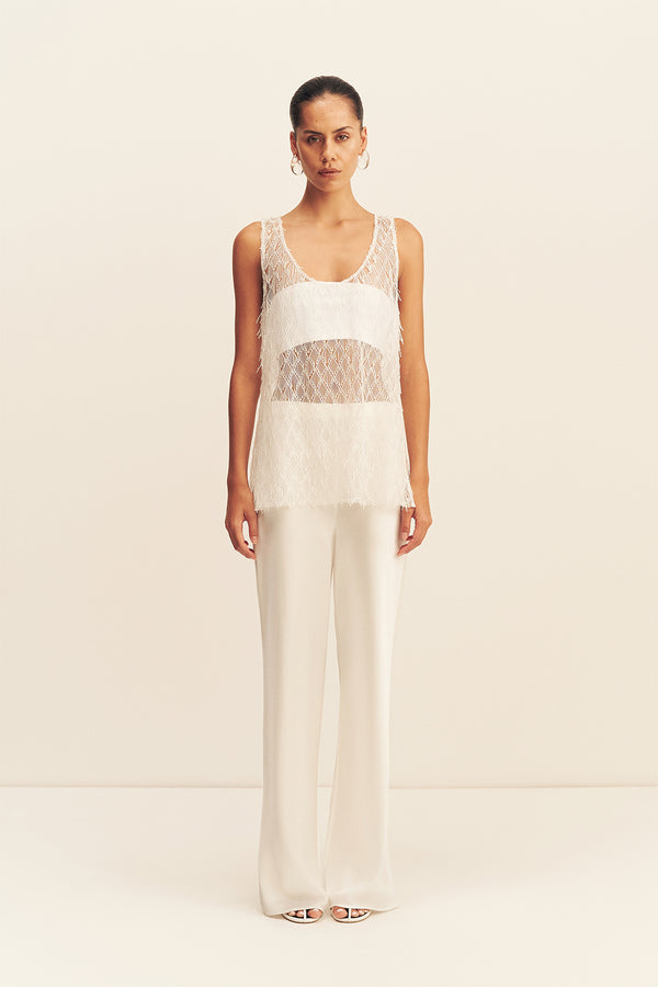 TALITHA SHEER FRINGE SCOOP NECK TOP - IVORY_F