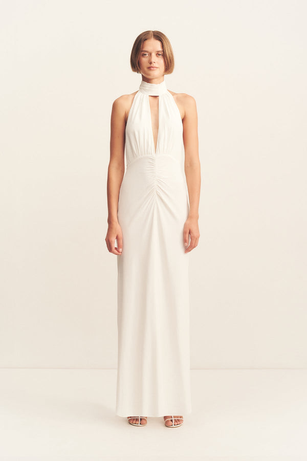 RIO HALTER NECK MAXI DRESS - IVORY_F