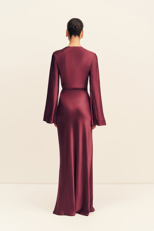 LA LUNE LONG SLEEVE WRAP MAXI DRESS - SHIRAZ