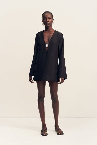 Shona Joy - Paloma Plunged Long Sleeve Mini Dress