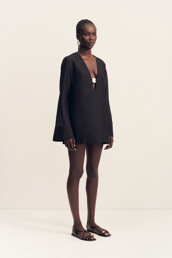 Shona Joy - Paloma Plunged Long Sleeve Mini Dress