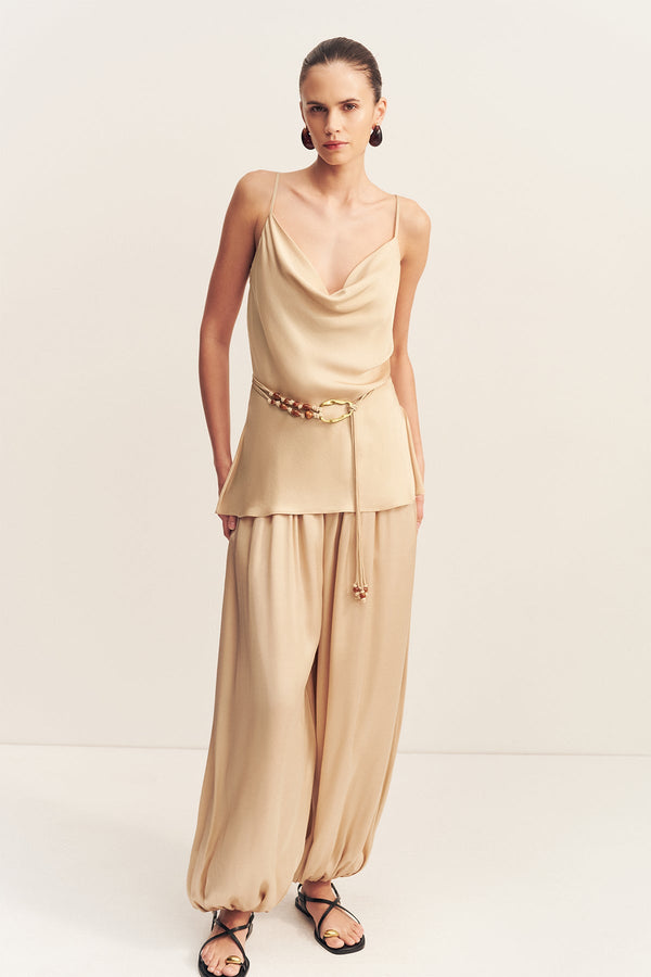 AGNES COWL NECK TUNIC WITH BELT - OAT