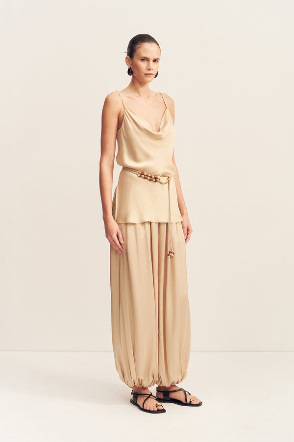 AGNES COWL NECK TUNIC WITH BELT - OAT
