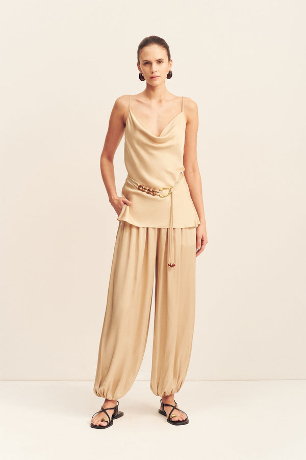 AGNES COWL NECK TUNIC WITH BELT - OAT_F