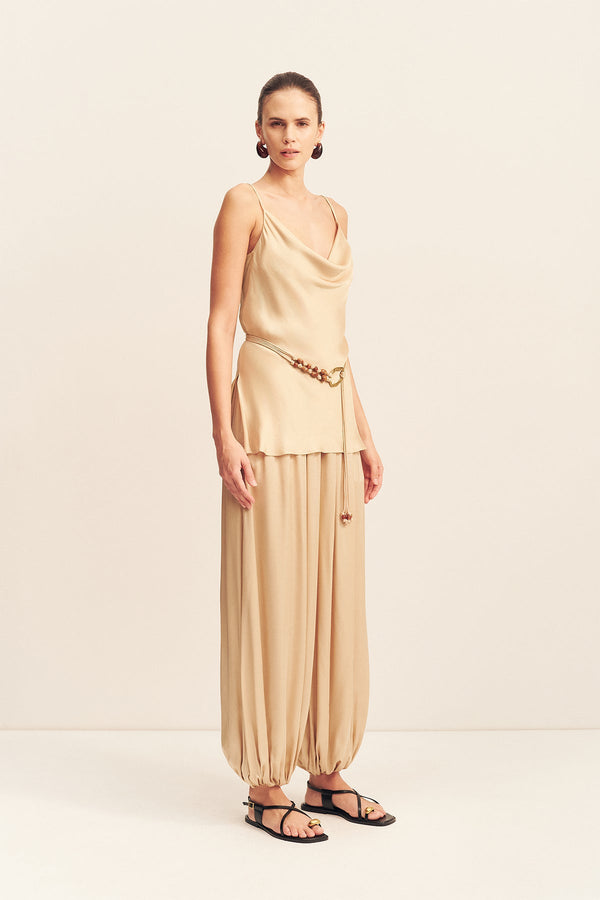AGNES COWL NECK TUNIC WITH BELT - OAT
