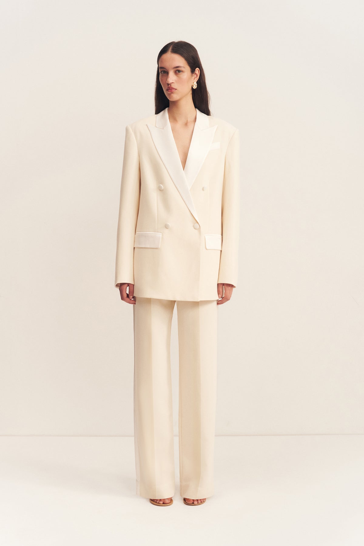 Adri Tuxedo Double Breasted Blazer | Rice | Outerwear | Shona Joy ...