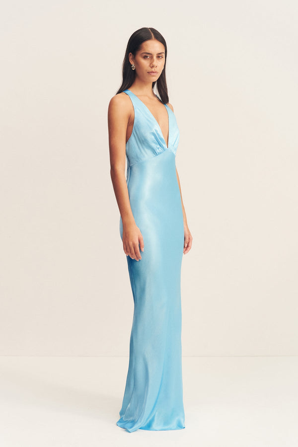 Shona Joy - La Lune Plunged Cross Back Maxi Dress - Iceberg Blue - Bridesmaids Dress Shona Joy - La Lune Plunged Cross Back Maxi Dress - Iceberg Blue - Bridesmaids Dress