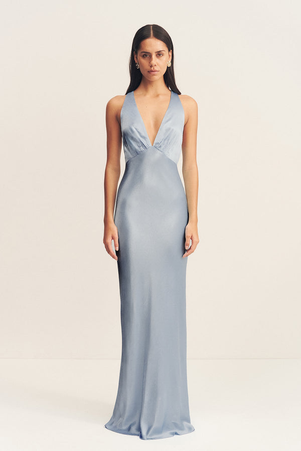 La Lune Plunged Cross Back Maxi Dress | Powder Blue | Dresses | Shona Joy Shona Joy US La Lune Plunged Cross Back Maxi Dress | Powder Blue | Dresses | Shona Joy Shona Joy US