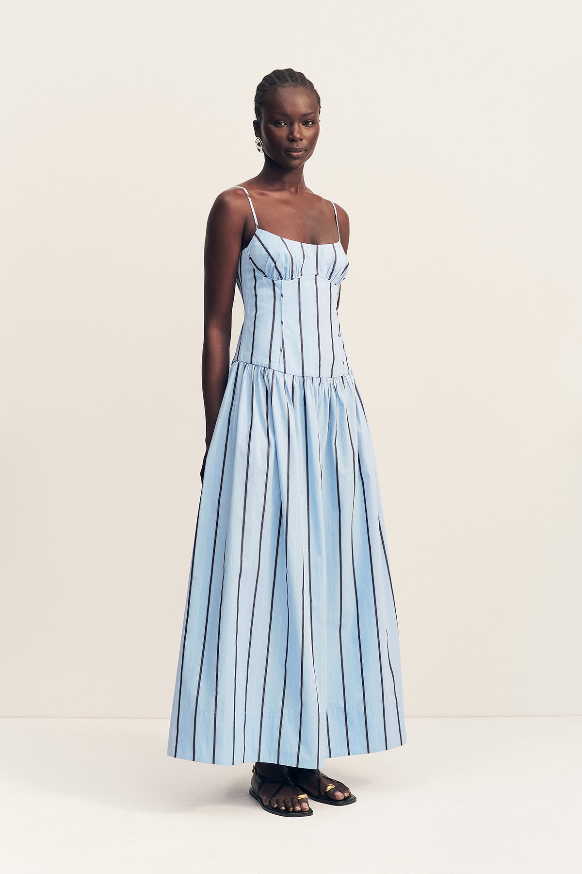 Saxon Panelled Bustier Maxi Dress | Bather Stripe | Dresses