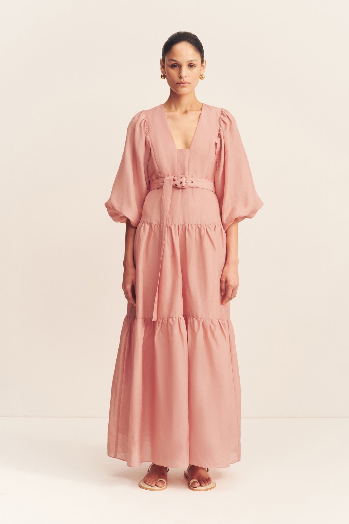 Celeste Plunged Tiered Maxi Dress | Rose | Dresses | Shona Joy