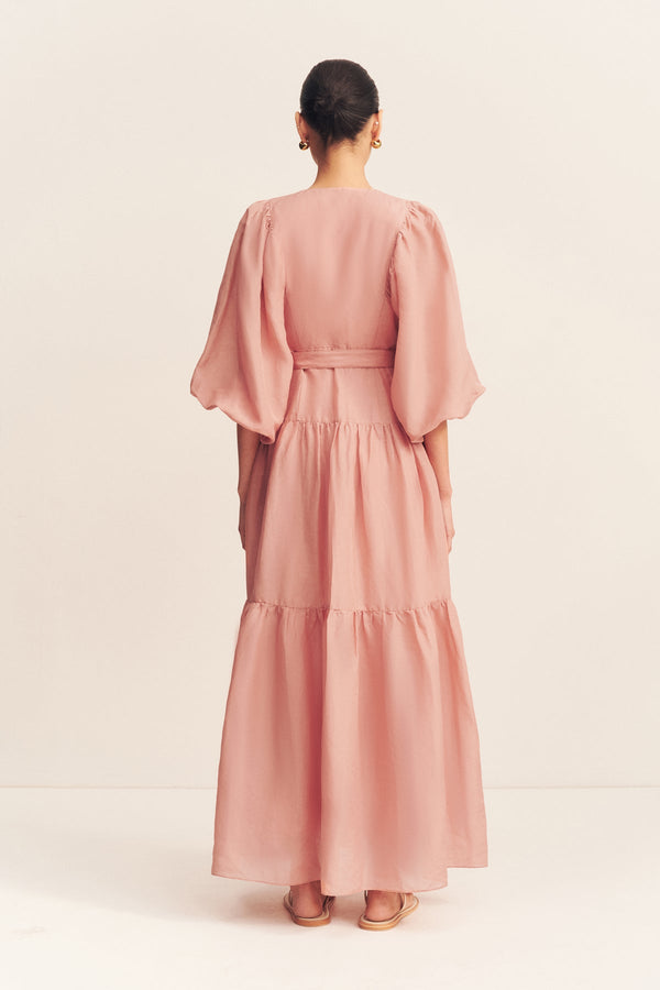 CELESTE PLUNGED TIERED MAXI DRESS - ROSE_B