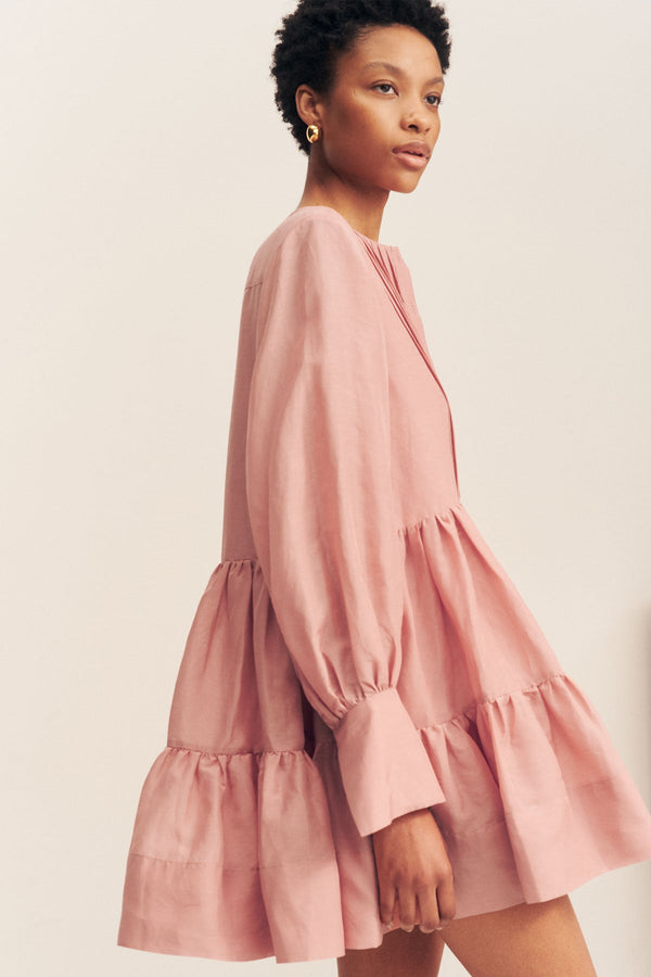 CELESTE TIERED MINI DRESS - ROSE_D
