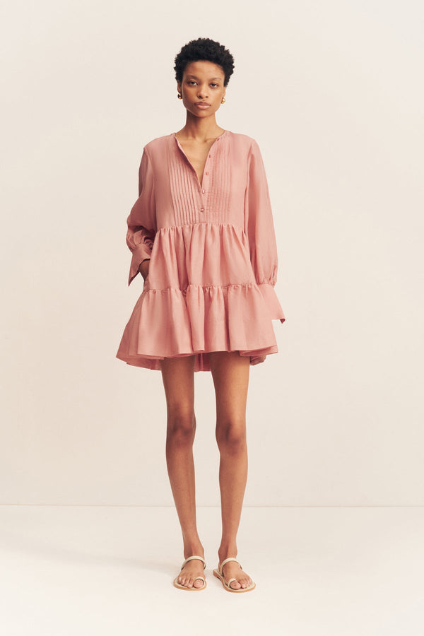 CELESTE TIERED MINI DRESS - ROSE_F