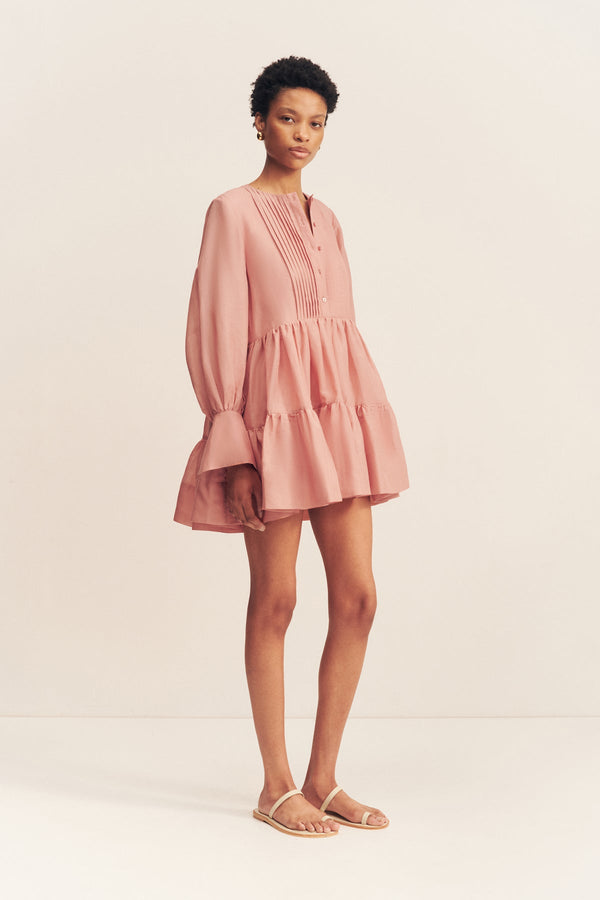 CELESTE TIERED MINI DRESS - ROSE_A